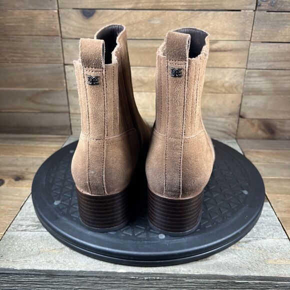 Sam Edelman Womens Sz 7.5 Kaiti Ankle Boots Chelea Tan Brown Suede Block Heel - Picture 4 of 10